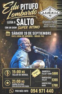 Edu Pitufo Lombardo, llega a Salto con un show super íntimo.